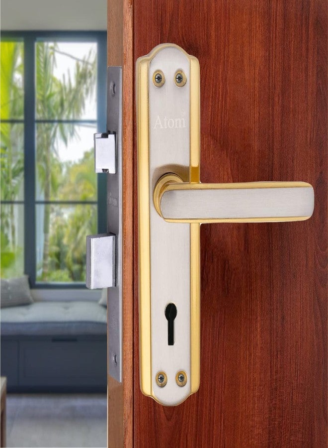 Atom Heavy Duty Mortise Door Lock for Bedroom, Living Room, Main Door, Silver Gold Finish | 3 Keys | 6 Lever Double Stage Lockset for House Hotel Office(606KY) - Image 1